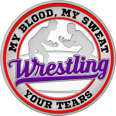 Purple "Wrestling" with Red Outer Circular Borders